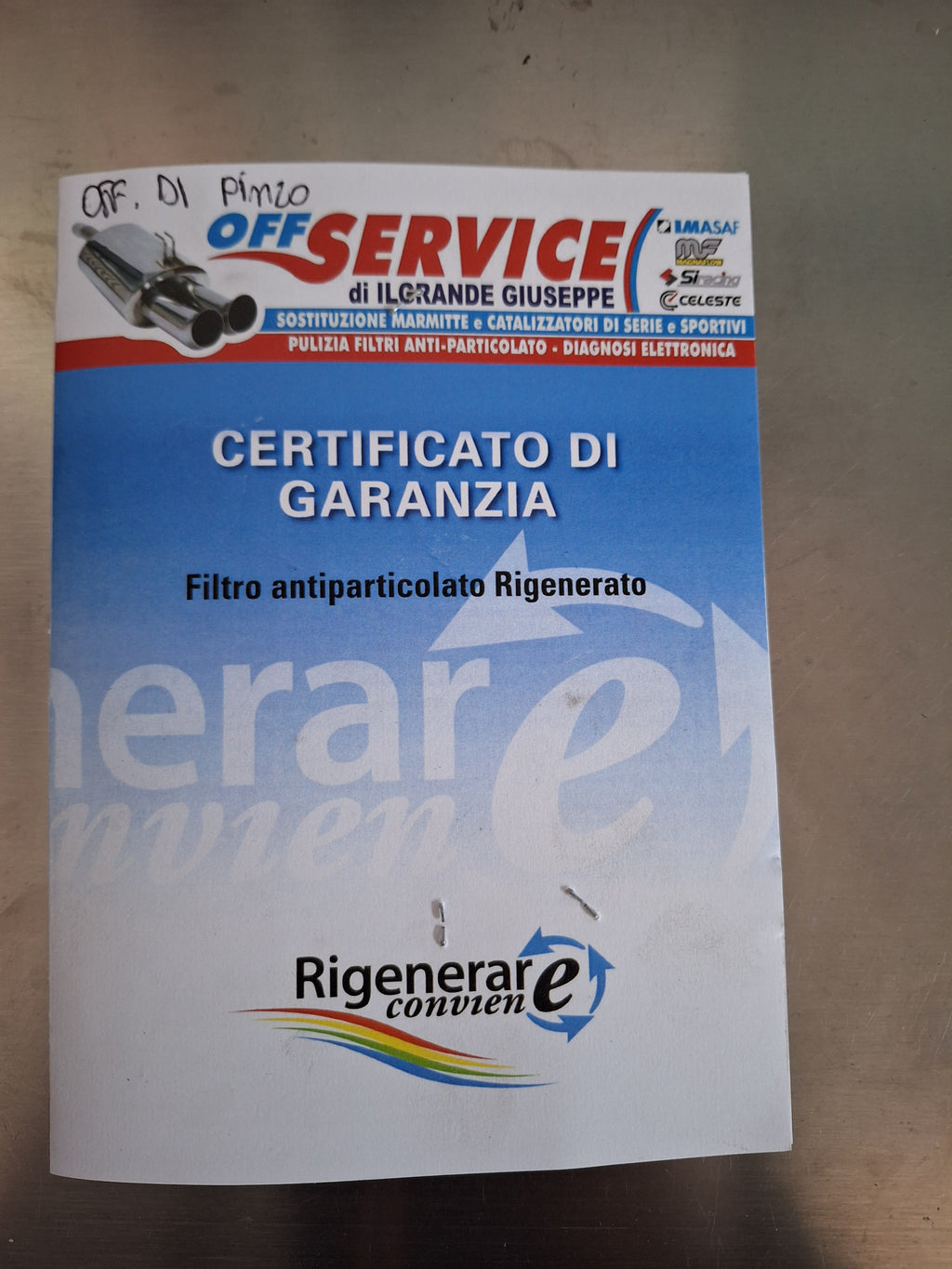 Servizio rigenerazione Filtro Anti Particolato